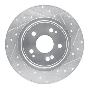 Acura MDX Brake Rotor (1) - Rear Right - R1 Concepts - Drilled & Slotted - Silver - `17-`20 Acura MDX Brake Rotor (1) - Rear Right - R1 Concepts - Drilled & Slotted - Silver - `17-`20